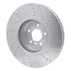 BMW 750Li xDrive Brake Rotor (1) - Left Front - R1 Concepts - Drilled & Slotted - Silver - `09-`17